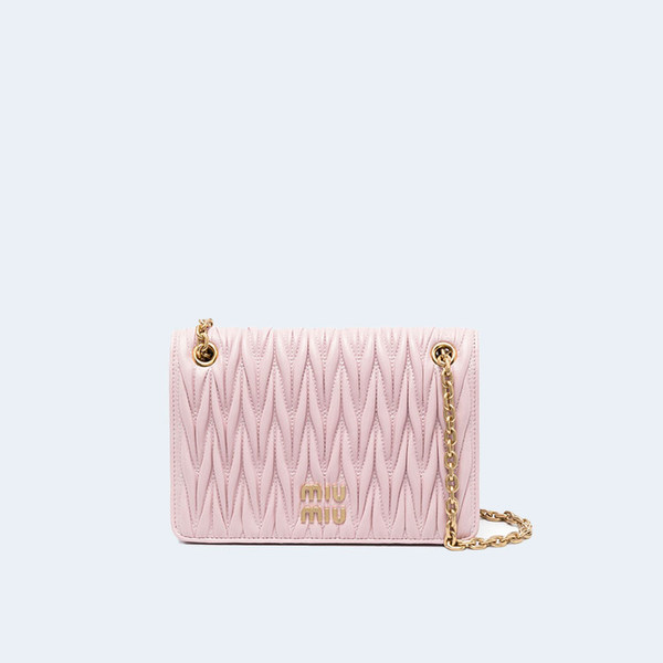 미우미우 마테라쎄 나파 가죽 미니백 핑크