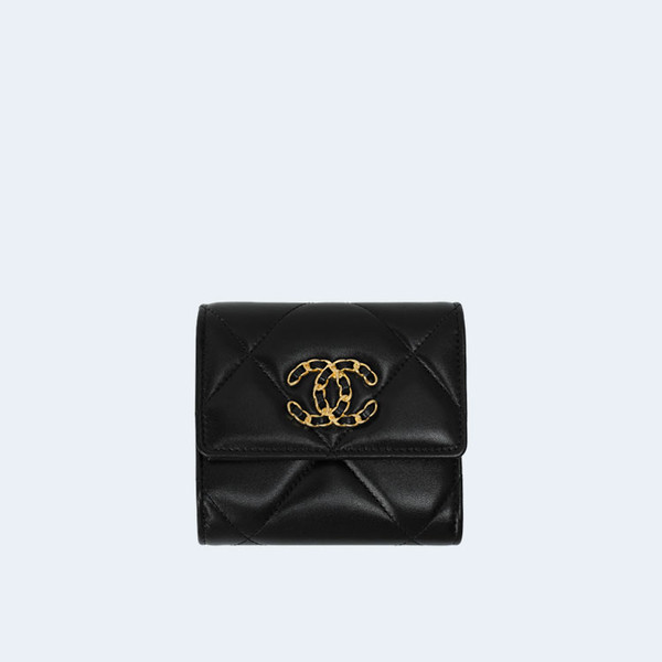 샤넬 19 램스킨 스몰 플랩 지갑
