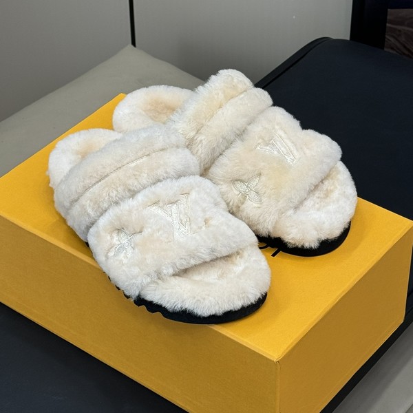 루이비통 선셋 플랫 컴포트 뮬 화이트