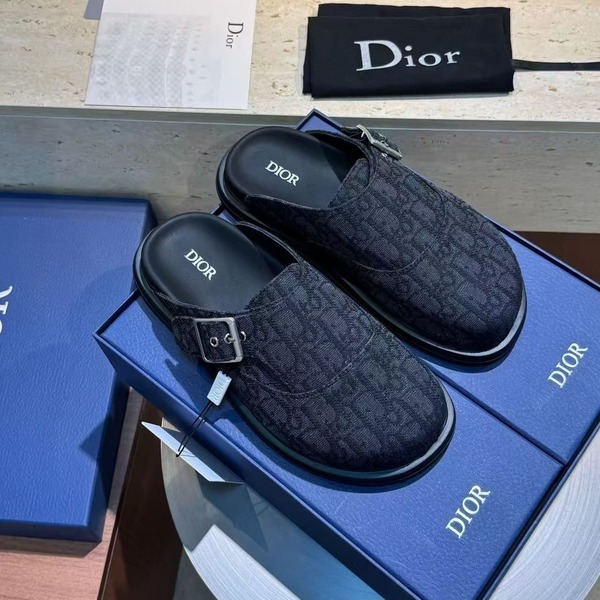 디올 아쿠아 클로그 오블리크 자카드 뮬 슬리퍼 블랙