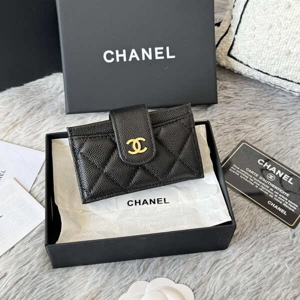 샤넬 클래식 아코디언 카드지갑 금장 AP0342