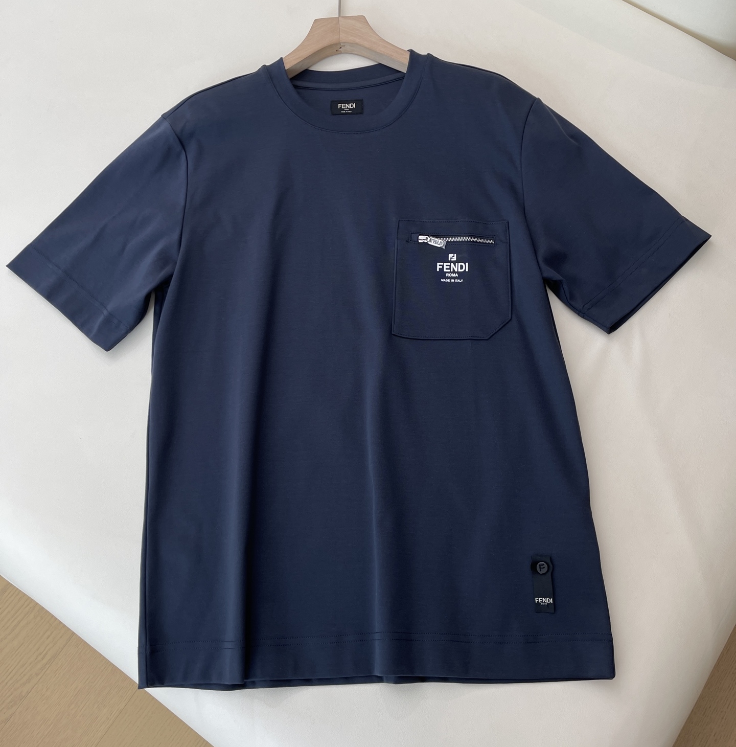 펜디 네이비 블루 코튼 티셔츠