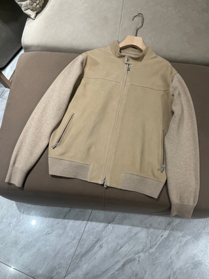 브루넬로 스웨이드 니트 소매 자켓