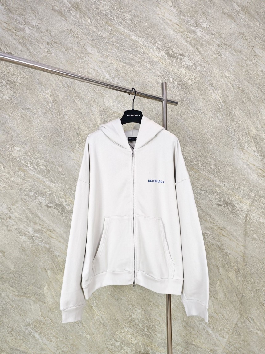 발렌시아가 로고 자수 후드집업