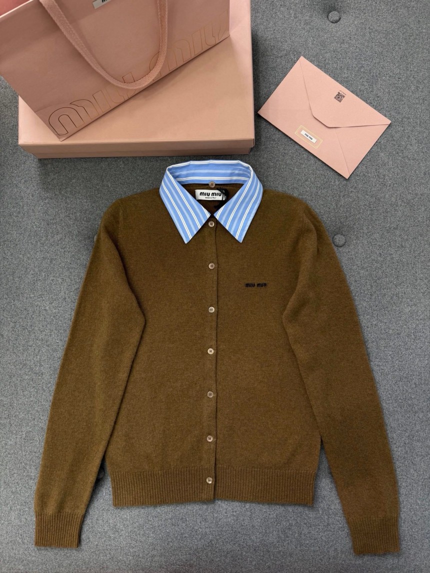 미우미우 캐시미어 카라 가디건