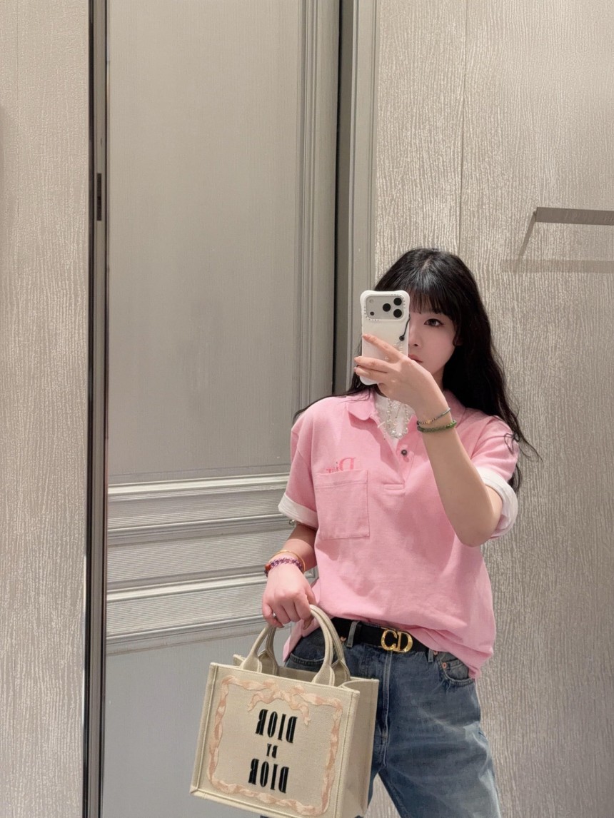 디올 카라 반소매 티셔츠