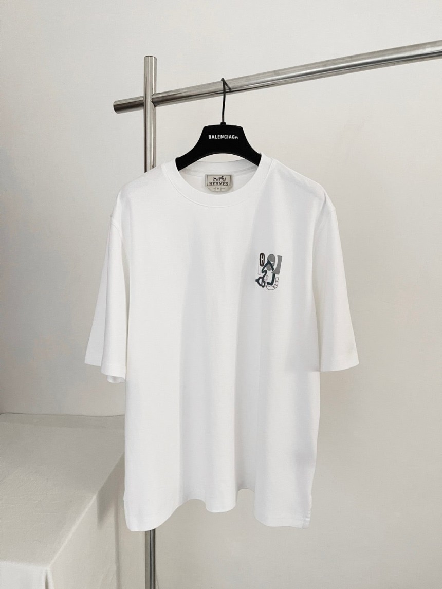 에르메스 H 퍼즐 디테일 티셔츠