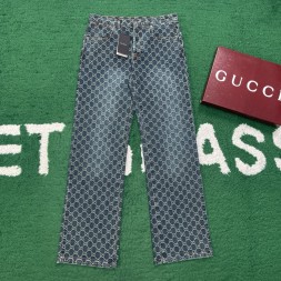 구찌 GG 코튼 데님 자카드 팬츠