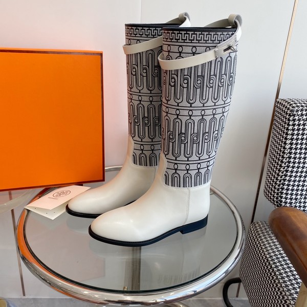 에르메스 점핑 롱 부츠 (소가죽)  화이트