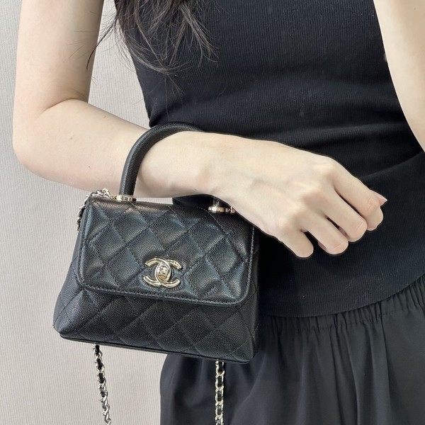 샤넬 24A COCO 탑 핸드 미니 캐비어 백