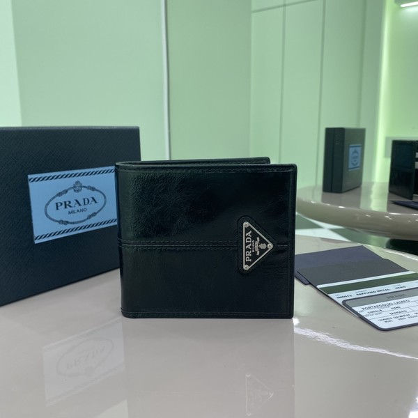 프라다 삼각로고 레더 반지갑