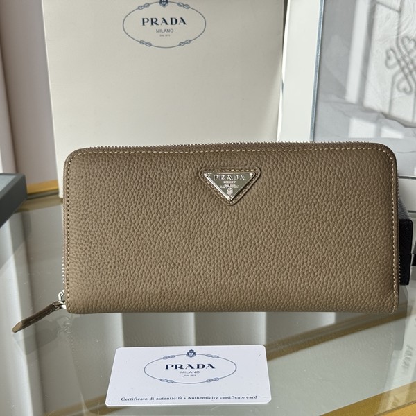 프라다 삼각로고 레더 지퍼 카드 장지갑