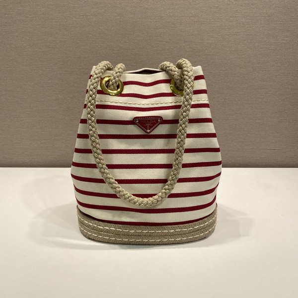 프라다 마리너 스트라이프 패브릭 버킷백 1BE082