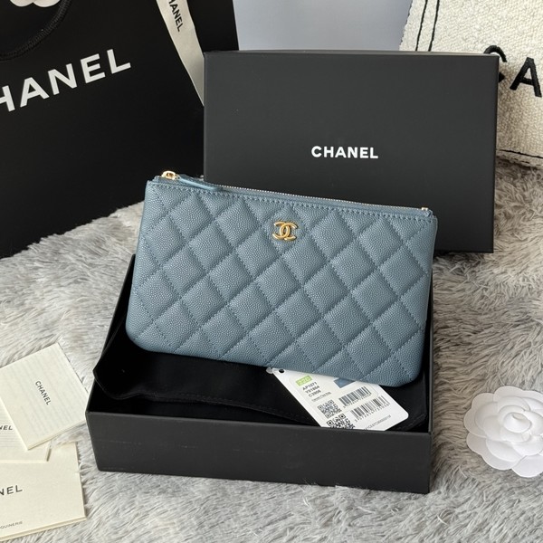 샤넬  캐비어 클래식 샴페인 골드 파우치 AP1071