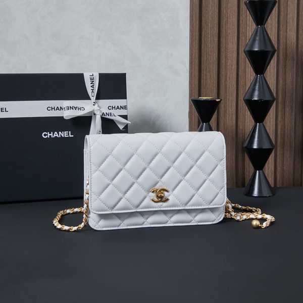 샤넬 골드볼 월렛 온 체인 WOC 램스킨 AP1450