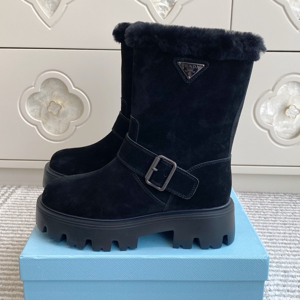 프라다 스웨이드 부티 부츠