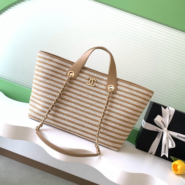 샤넬 26C 크루즈 스트라이프 체인 캔버스 도빌백 AS6007