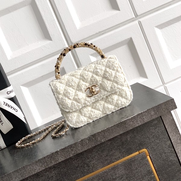 샤넬 미니 트위드 펄 골드 메탈 AP4975