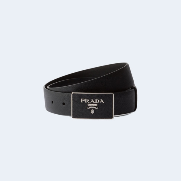 프라다 사피아노 가죽 벨트 블랙
