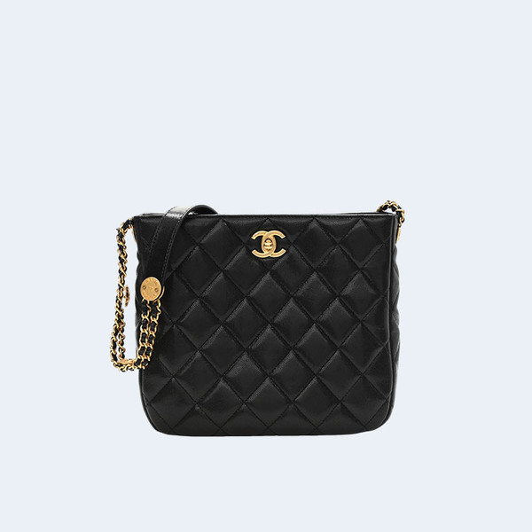 샤넬 램스킨 골든볼 호보백 블랙