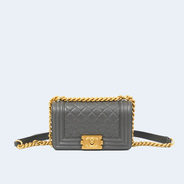 샤넬 보이백 미니 캐비어 그레이 골드