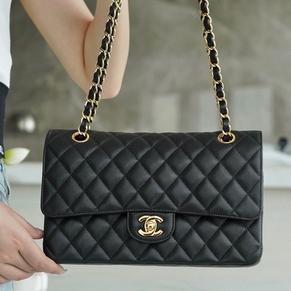 샤넬 클래식 미디움 블랙 캐비어