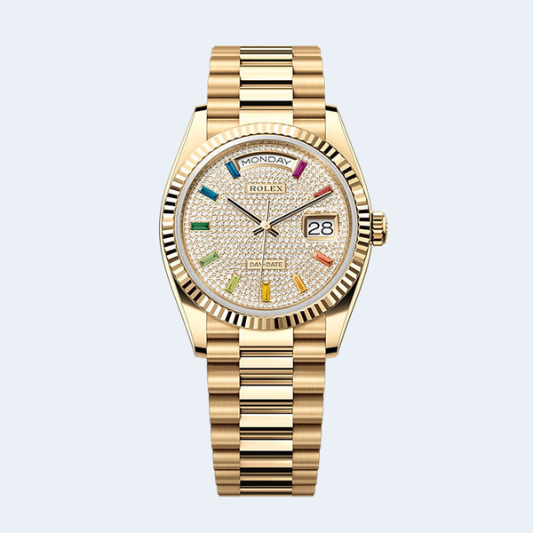 롤렉스 데이데이트 다이아몬드 파베 옐로우 골드