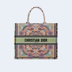 디올 멀티컬러 핑크 북 토트 라지 백