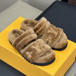 루이비통 선셋 플랫 컴포트 뮬 브라운