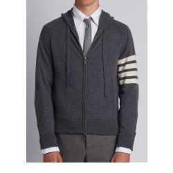 톰브라운 사선 니트 후드 집업