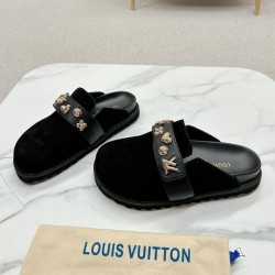 루이비통 코지 플랫 컴포트 클로그 시어링