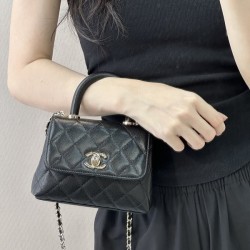 샤넬 24A COCO 탑 핸드 미니 캐비어 백