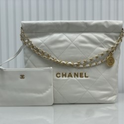 샤넬 22백 라지 화이트 금장