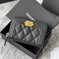 샤넬 보이 캐비어 금장 카드지갑 A80602