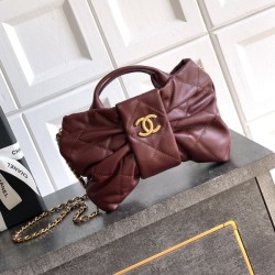 샤넬 25FW 25K 리본백 램스킨 골드 AS5849