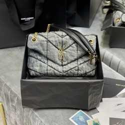 생로랑 루루 푸퍼 데님 숄더 577476