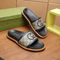 구찌 남성용 GG 레더 슬리퍼