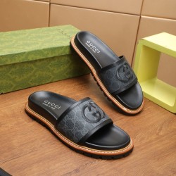 구찌 남성용 GG 레더 슬리퍼