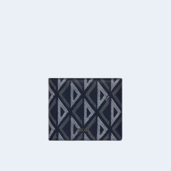 디올 다이아몬드 캔버스 반지갑 네이비