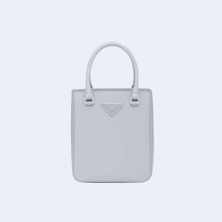 프라다 브러쉬드 가죽 스몰 토트 백 스카이 블루