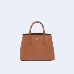 프라다 사피아노 탑핸들 숄더백 브라운